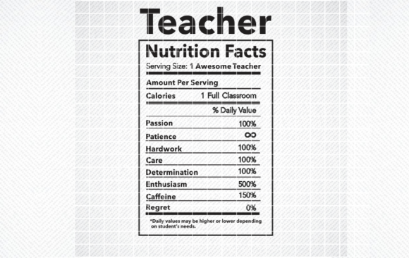 Teacher Nutrition Facts SVG: Graphics for Crafts